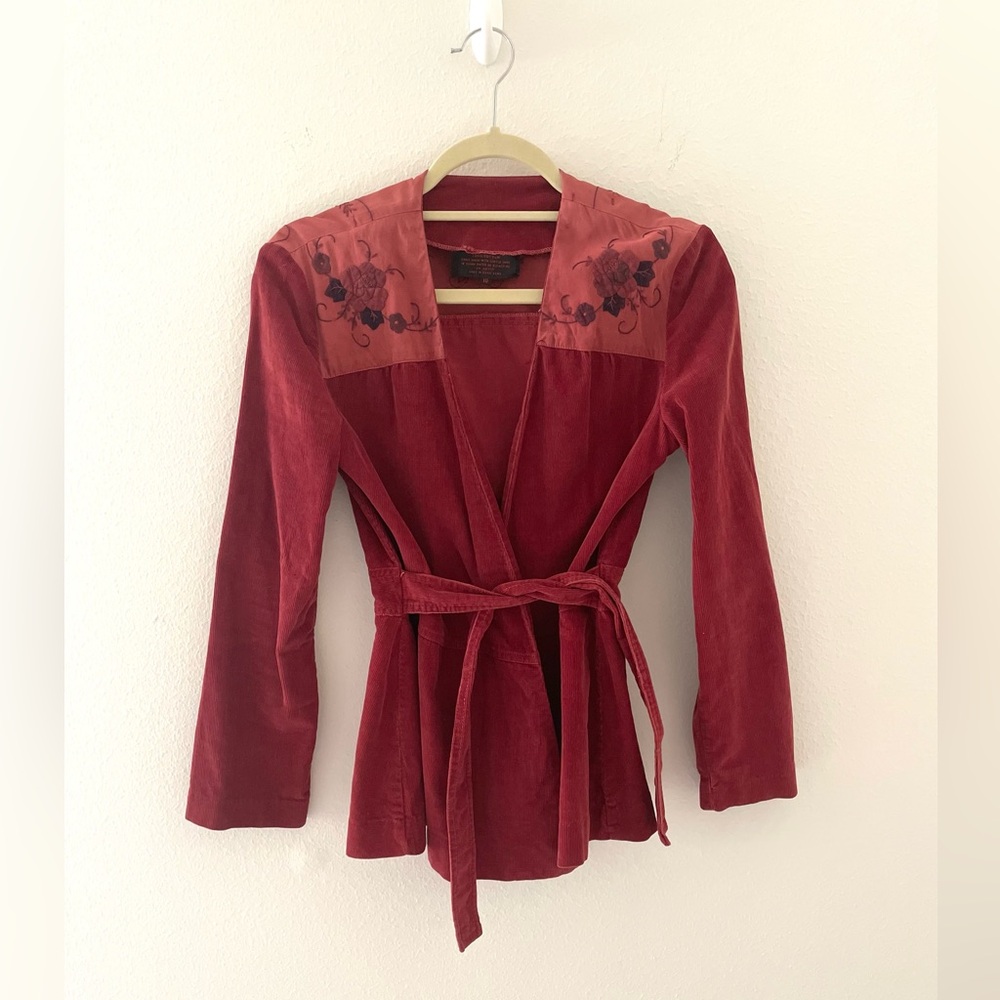 Vintage Red Blazer Wrap Style Tie Waist